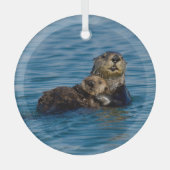 Kutest Baby Animals | Moeder en Baby Otter Glas Ornament (Voorkant)