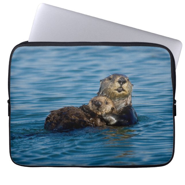 Kutest Baby Animals | Moeder en Baby Otter Laptop Sleeve (Voorkant)