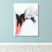 Kutest Baby Animals | Moeder en Baby Stomme Swan Canvas Afdruk (Insitu (Houten vloer))