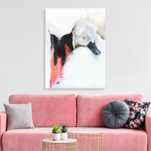 Kutest Baby Animals | Moeder en Baby Stomme Swan Canvas Afdruk (Insitu (Woonkamer))