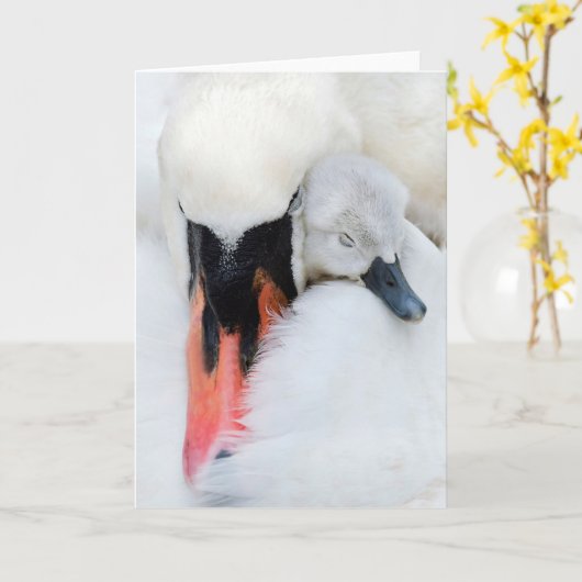 Kutest Baby Animals | Moeder en Baby Stomme Swan Kaart (Gele Bloem)