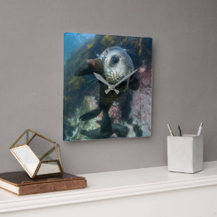 Kutest Baby Animals Onderwater Kaapverdische zeg Vierkante Klok