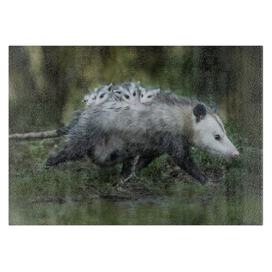 Kutest Baby Animals | Opossum mam & Kinderen Snijplank (Voorkant)