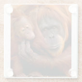 Kutest Baby Animals | Orangutan Mam & Baby Glazen Onderzetter (Achterkant)