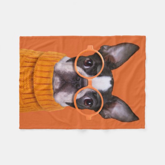 Kutest Baby Animals | Oranje Boston Terrier Fleece Deken (Voorkant (Horizontaal))