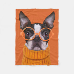 Kutest Baby Animals Oranje Boston Terrier Fleece Deken