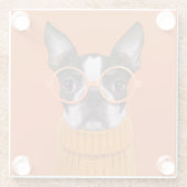 Kutest Baby Animals | Oranje Boston Terrier Glazen Onderzetter (Achterkant)