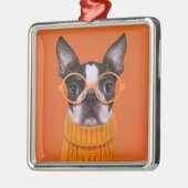 Kutest Baby Animals | Oranje Boston Terrier Metalen Ornament (Links)