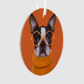 Kutest Baby Animals | Oranje Boston Terrier Ornament (voorkant)