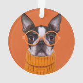 Kutest Baby Animals | Oranje Boston Terrier Ornament (achterkant)