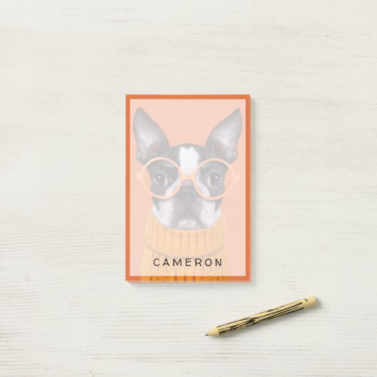Kutest Baby Animals | Oranje Boston Terrier Post-it® Notes (Op bureau)