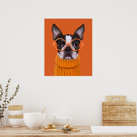 Kutest Baby Animals | Oranje Boston Terrier Poster (Keuken)