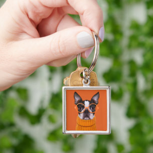 Kutest Baby Animals   Oranje Boston Terrier Sleutelhanger