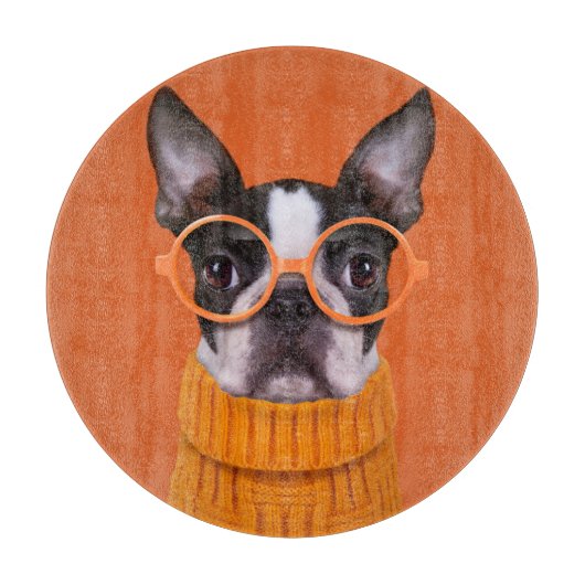 Kutest Baby Animals | Oranje Boston Terrier Snijplank (Voorkant)