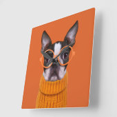 Kutest Baby Animals | Oranje Boston Terrier Vierkante Klok (Hoek)