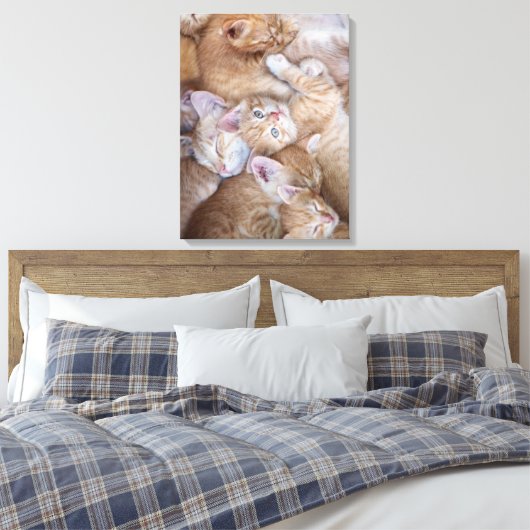 Kutest Baby Animals | Oranje keuten-pool Canvas Afdruk (Insitu (Slaapkamer))