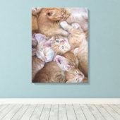 Kutest Baby Animals | Oranje keuten-pool Canvas Afdruk (Insitu (Houten vloer))