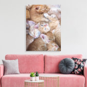 Kutest Baby Animals | Oranje keuten-pool Canvas Afdruk (Insitu (Woonkamer))