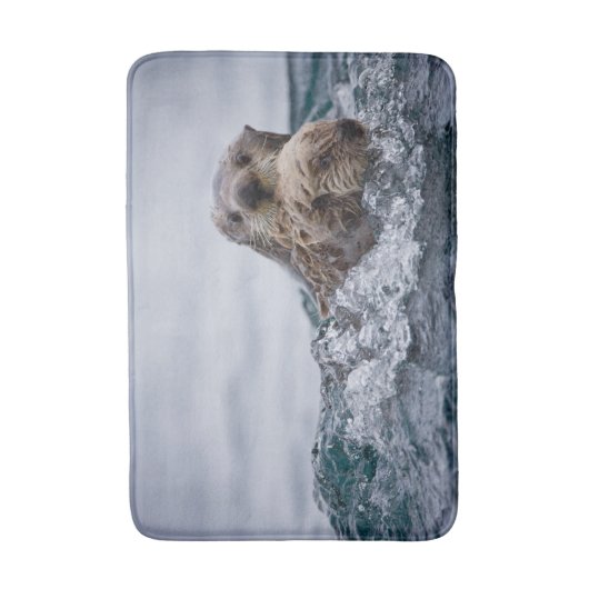 Kutest Baby Animals | Otter Baby en moeder Badmat (Voorkant Verticaal)