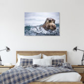 Kutest Baby Animals | Otter Baby en moeder Canvas Afdruk (Insitu (Slaapkamer))