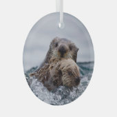 Kutest Baby Animals | Otter Baby en moeder Glas Ornament (Voorkant Rechts)