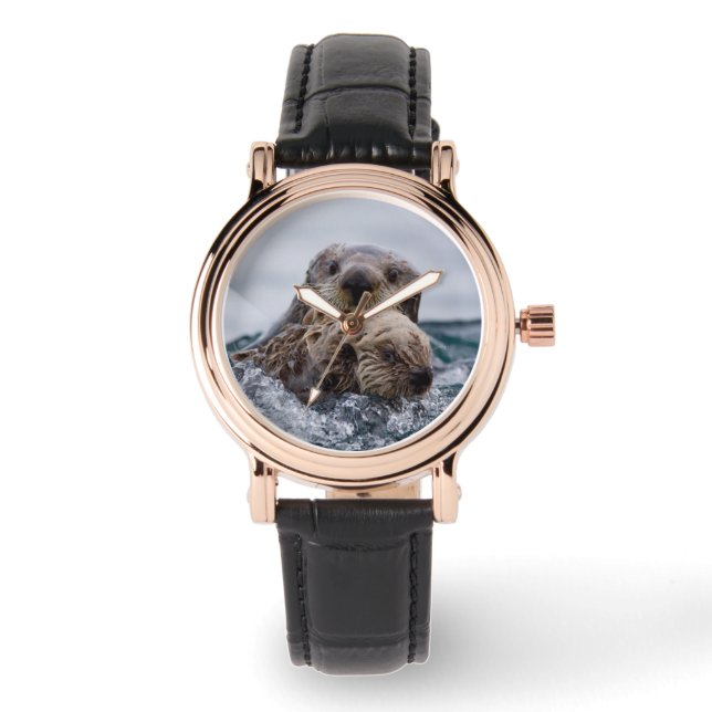 Kutest Baby Animals | Otter Baby en moeder Horloge (Voorkant)