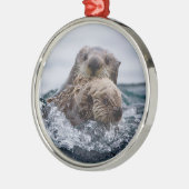 Kutest Baby Animals | Otter Baby en moeder Metalen Ornament (Links)
