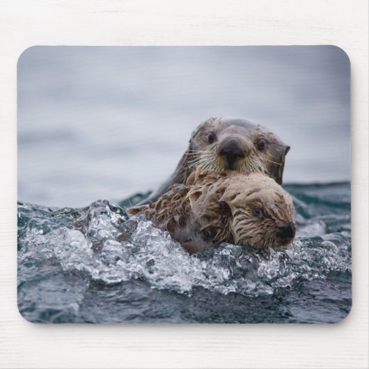 Kutest Baby Animals | Otter Baby en moeder Muismat (Voorkant)