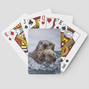 Kutest Baby Animals Otter Baby en moeder Pokerkaarten