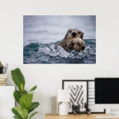Kutest Baby Animals | Otter Baby en moeder Poster (Thuiskantoor)