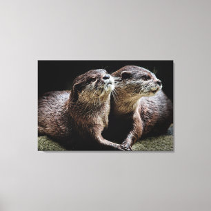 Kutest Baby Animals   Otters Holding Hands Canvas Afdruk