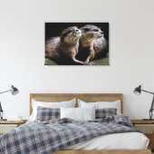 Kutest Baby Animals | Otters Holding Hands Canvas Afdruk (Insitu (Slaapkamer))