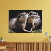 Kutest Baby Animals | Otters Holding Hands Canvas Afdruk (Insitu (Woonkamer))