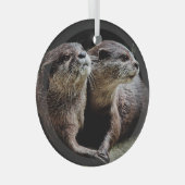 Kutest Baby Animals | Otters Holding Hands Glas Ornament (Voorkant Rechts)