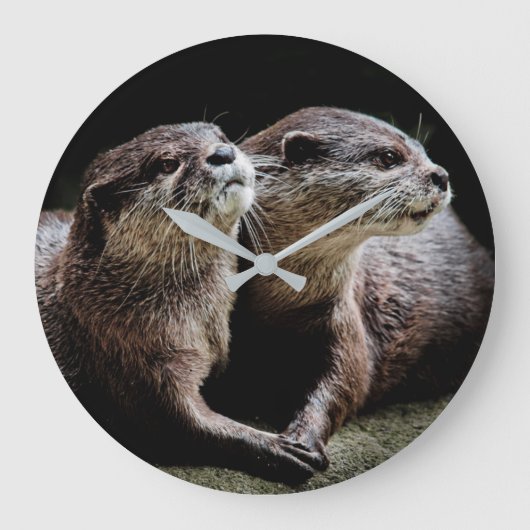 Kutest Baby Animals | Otters Holding Hands Grote Klok (Voorkant)