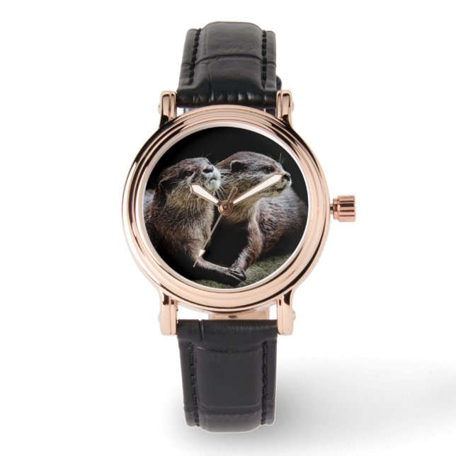 Kutest Baby Animals | Otters Holding Hands Horloge (Voorkant)