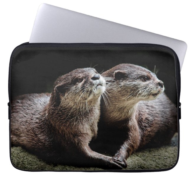 Kutest Baby Animals | Otters Holding Hands Laptop Sleeve (Voorkant)