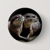 Kutest Baby Animals | Otters Holding Hands Ronde Button 5,7 Cm (Voorkant)