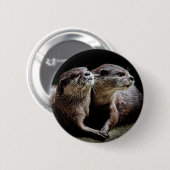 Kutest Baby Animals | Otters Holding Hands Ronde Button 5,7 Cm (Voorkant /achterkant)