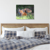 Kutest Baby Animals | Paar van Red Fox Kit Sibling Canvas Afdruk (Insitu (Slaapkamer))