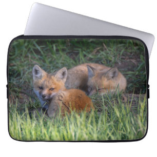 Kutest Baby Animals Paar van Red Fox Kit Sibling Laptop Sleeve