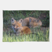 Kutest Baby Animals | Paar van Red Fox Kit Sibling Theedoek (Horizontaal)