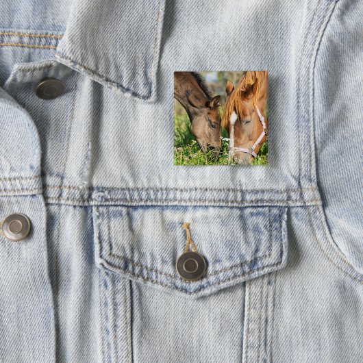 Kutest Baby Animals | Paardenkool Vierkante Button 5,1 Cm (In situ)