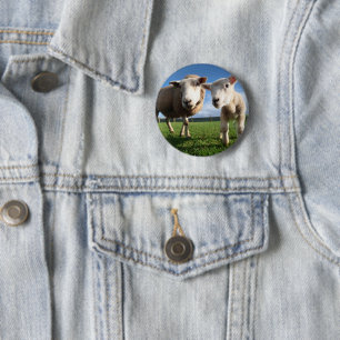 Kutest Baby Animals Pasgeboren lammeren en mama Ronde Button 5,7 Cm