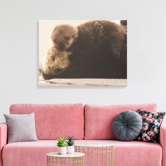 Kutest Baby Animals | Pasgeboren otterpop Canvas Afdruk (Insitu (Woonkamer))