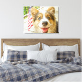 Kutest Baby Animals | Patriotic Corgi Puppy Canvas Afdruk (Insitu (Slaapkamer))