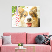 Kutest Baby Animals | Patriotic Corgi Puppy Canvas Afdruk (Insitu (Woonkamer))