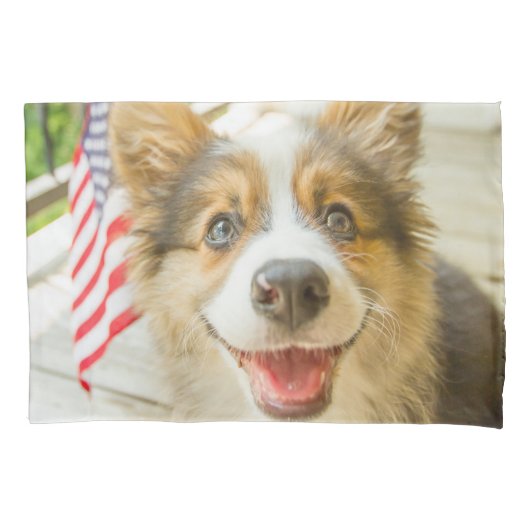 Kutest Baby Animals | Patriotic Corgi Puppy Kussensloop (Voorkant)