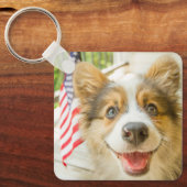 Kutest Baby Animals | Patriotic Corgi Puppy Sleutelhanger (Voorkant)
