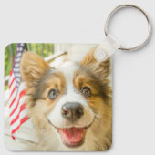 Kutest Baby Animals | Patriotic Corgi Puppy Sleutelhanger (Achterkant)